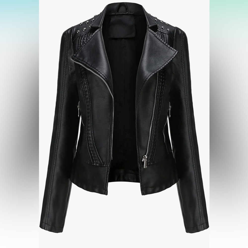 Chouyatou Faux leather moto jacket size L
